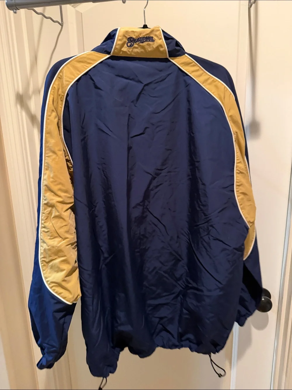 Majestic Navy and Gold Milwaukee Brewers Windbreaker Jacket